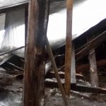 ქ. ოზურგეთში, 5-სართულიანი საცხოვრებელ სახლზე ახლადგადახურული სახურავი ჩაინგრა.